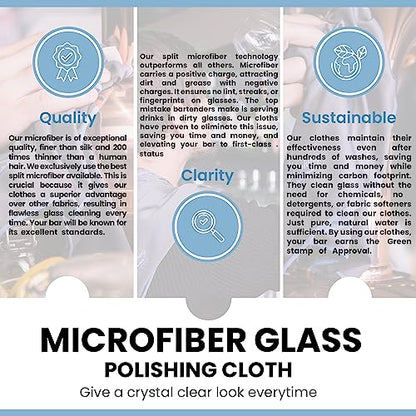 Trendy Bartender Toast to Perfection Microfiber Glass Polishing Lint-Free Cloth for Spotless Shine and a Residue-Free Finish - Pack of 5-25x20 inch - Grey - color: Gray, size: 25 x 20 Inch 5-Pack