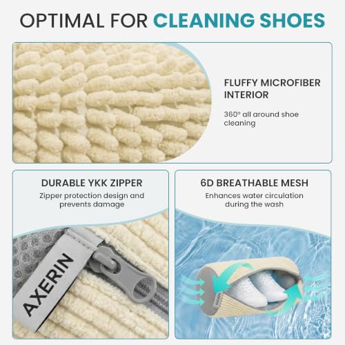 Shoe Washing Machine Bag for Washer and Dryer – 2pc Reusable Shoe Cleaning Bag for Sneakers & Tennis Shoes - color: OFF-WHITE