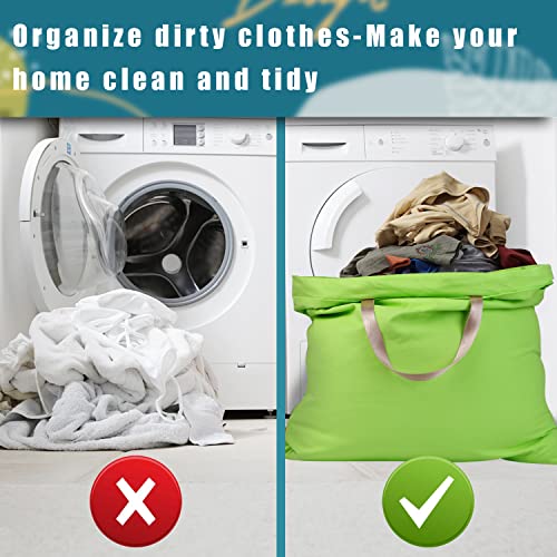 LOLOMLO Extra Large Canvas Laundry Bags with Handles & Drawstring Closure, Heavy Duty Tears Resistant Clothes Storage Travel Bags,25.5"x34",Green - color: Green