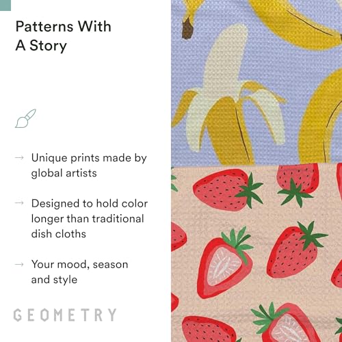 GEOMETRY Kitchen Dish Cloths - Spring & Summer Collection - Premium Dishcloths with Geoweave - Absorbent & Fast Drying Kitchen Towels - Strawberry Banana, 10" x 10" - 3-Pieces - color: Strawberry Banana, size: 10" x 10" (3 Pack)