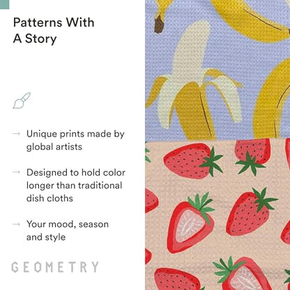 GEOMETRY Kitchen Dish Cloths - Spring & Summer Collection - Premium Dishcloths with Geoweave - Absorbent & Fast Drying Kitchen Towels - Strawberry Banana, 10" x 10" - 3-Pieces - color: Strawberry Banana, size: 10" x 10" (3 Pack)