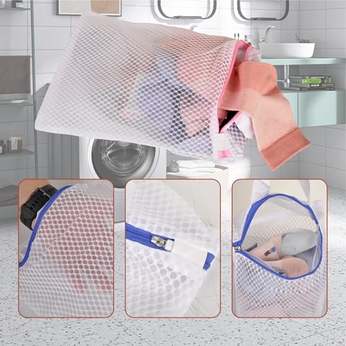 3-Pack Hanging Mesh Laundry Bags with S Hooks, 12x10 Inch - color: 3 PACK, size: 10*12in