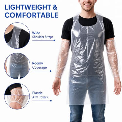 Disposable Aprons with Sleeves 100 Aprons 200 Arm Covers