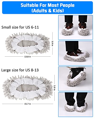 8 Pcs Mop Slippers Socks Floor Cleaning,Microfiber Shoe Covers dust Washable Reusable for Woman Man House Kitchen (Grey) - color: Grey