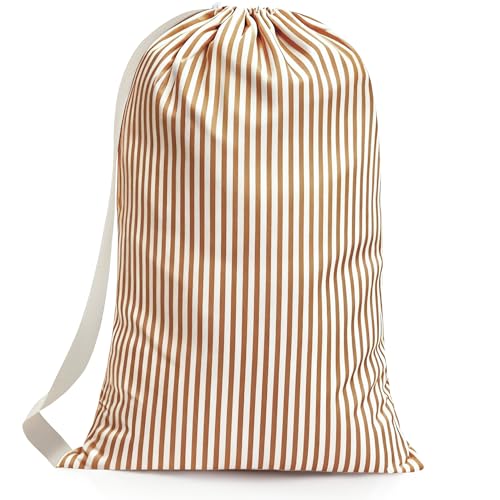 College Laundry Bag 29"×18", Waterproof Dirty Clothes Bag with Handles & Locking Drawstring, Large Capacity Laundry Backpack for Dorm, Laundromat, Apartment, Travel & Camping (coffee)