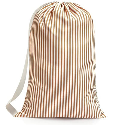 College Laundry Bag 29"×18", Waterproof Dirty Clothes Bag with Handles & Locking Drawstring, Large Capacity Laundry Backpack for Dorm, Laundromat, Apartment, Travel & Camping (coffee)