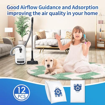 Rowhalf 12 Pack 3D Airclean Dust Bags for Miele GN C1 C2 C3 S2 S5 S8 Vacuum - size: 12 pack-GN