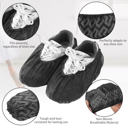 Frontline Shoe Covers Disposable Non-Slip, Premium Non-Woven Durable Booties Shoes Covers – Water Resistant Thick Anti-Slip - One Size Fits Most by Frontline (Black 1000 Pack) - size: Black 1000 Pack