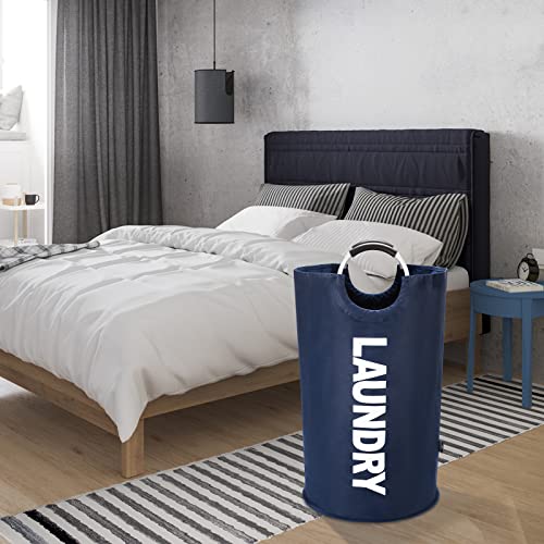 DOKEHOM 125L X-Large Laundry Basket Bag, Collapsible Tall Hamper, Dark Blue - color: Dark Blue, size: 125L