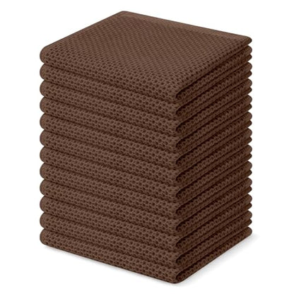 Homaxy 100% Cotton Waffle Weave Kitchen Dish Cloths 12-Pack, Coffee - color: Coffee, size: 12 X 12 - 12 Pack