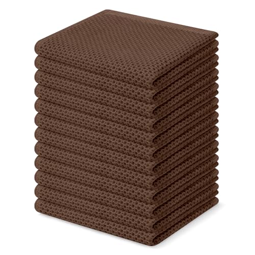 Homaxy 100% Cotton Waffle Weave Kitchen Dish Cloths 12-Pack, Coffee - color: Coffee, size: 12 X 12 - 12 Pack