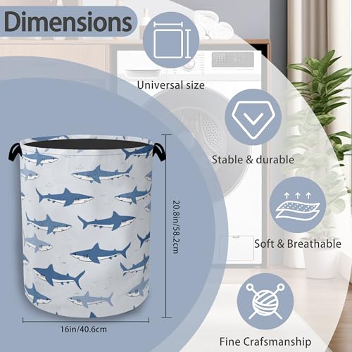 Cute Shark Laundry Basket,Foldable Oxford Cloth Tote Bag Laundry Hamper Clothes Storage Bucket Organizer for Bedroom Laundry Storage Dormitories 16" x 20.8" - color: Cute Shark