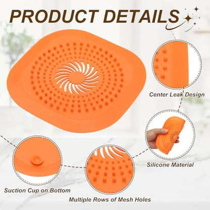 uxcell 2 Pcs Square Drain Cover, 5.9 Inch Shower Hair Catcher Drain Cover for Shower Room Bathtubs Kitchen Sink Laundry Room, Orange/Blue - color: Orange/Blue