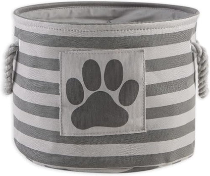 Bone Dry Pet Storage Collection Striped Paw Patch Bin, Small Round, Grayz, Medium Breeds (Pack of 12) - color: Gray, size: Small Round (Pack of 12)