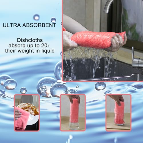 kimteny 12 Pack Microfiber Kitchen Dish Towels for Washing Dishes, Pink - color: Pink, size: 13x28 - 12 Pack