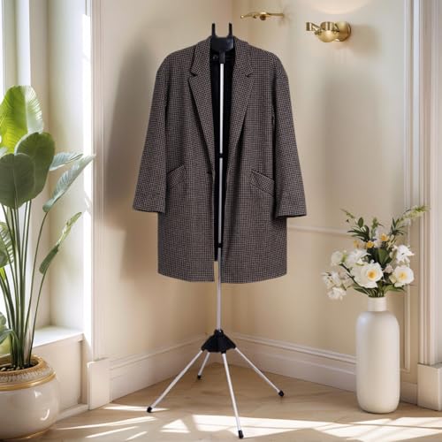 Clothes Steamer Stand Hanger with Steamer Ironing Glove for Steaming Clothes, Handheld Garment Steamer Rack with Grey Mini Handhelded Ironing Pad Board - color: Silver Glove+ Black Rack