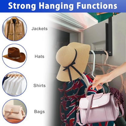 1 Pcs Black Folding Over Door Clothes Drying Laundry Rack Hooks - 6 Groves, Hanger for Clothes & Towels, Bedroom & Bathroom - color: Black-1pcs