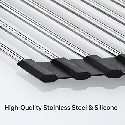 Tomorotec Triangle Roll Up Dish Drying Rack 304 Stainless Steel Black - color: Black