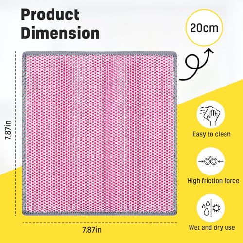 NEW 2026 | Non Scratch Wire Dishcloth | Metal Cleaning Rag for Kitchen Cookware | Silver Mesh Dishcloth | Double Sided | Metal & Coconut Fiber Scrubbers | 10 pcs Colorful Cloth - color: Orange, Pink, Green