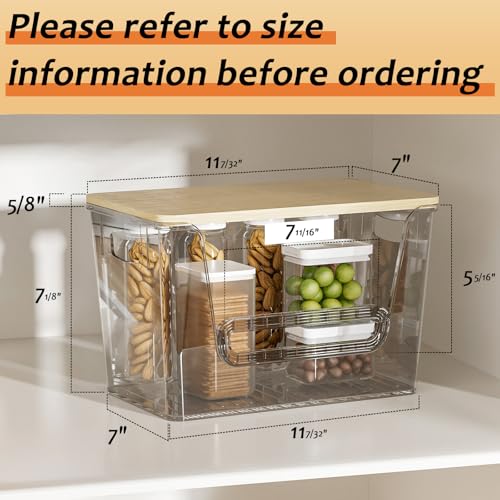 Delamu 2 Set Pantry Organizers and Storage,Trash Bag Dispenser with Bamboo Top,Stackable Trash Bag Dispenser Under Sink Organizer for 4-30 GalBags,Onion,Potato,Fruits,Gray(11.22" L*7" W*7.12" H) - color: Translucent Gray, size: 2pack