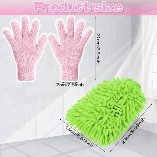 Potchen 6 Pcs Microfiber Dusting Mitt Glove for Plant - color: Green, Pink, Cyan