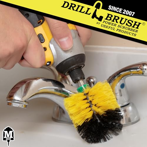 Bath Mat Cleaner - Bathroom Brush - Bathtub Scrub Brush - Sink Cleaner - color: Yellow