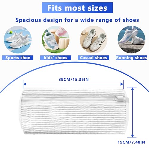 2Pcs Reusable Shoe Washing Machine Bag for Washer and Dryer:Free Up Hands, Prevent Deformation,shoe bag with Zipper Protection Design, Use for all Shoes,Sports Shoes - color: C-2Pcsf-White