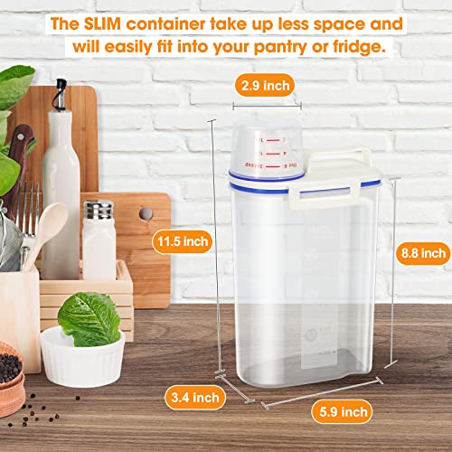 TBMax Rice Container 4 Lbs / 2 Kg Rice Dispenser with Measuring Cup, BPA-Free Plastic Kitchen Pantry Food Storage Holder for Oatmeal Flour Grain, Small Pet Cat Dog Food Container - color: Blue