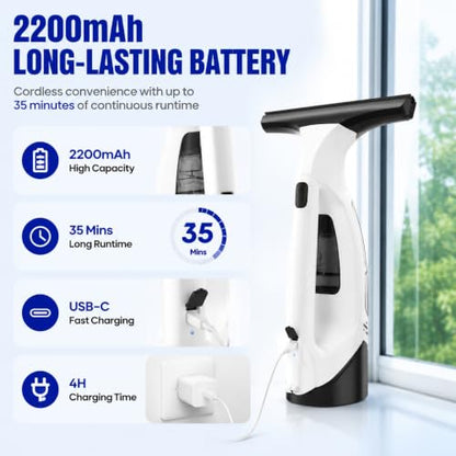 Window Vacuum Squeegee Cordless,Electric Window Cleaner Tool for Glass
