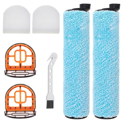 Vacuum Brush Rollers 6Pcs, WD161 Vacuum Roller and Filter Replacement, Fit for Shark HydroVac MessMaster Wet Dry Vacuum Cleaner WD161 WD261 AW261, 2 Brush Rollers, 2 Foam Filters, 1 Cleaning Tool