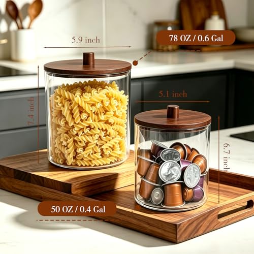 Amolliar Clear Acrylic Laundry Pods Container (Dark Wood, 0.6+0.4Gal) - color: Dark Brown(78oz+50oz)