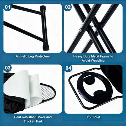 58"x15" Ironing Board Full Size, Heat Resistant Cover Wide Iron Board with Steam Rest, Ultra Thick Padding, Height Adjustable Heavy Sturdy Metal Frame Legs Ironing Stand,Non-Slip Foldable