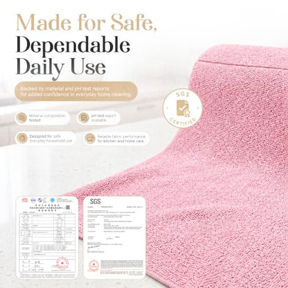 Microfiber Cleaning Cloth Roll 20 Sheets 11" x 10" Tear Away Microfiber Towel Roll Reusable Paper Towels Washable Ultra Absorbent Lint-Free Cleaning Cloths for Kitchen, Car and Home Use, Pink - color: Pink