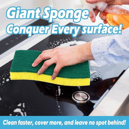AIDEA XL Scrub Sponges Kitchen 24Count, Heavy Duty Sponges for Dishes - color: Green-extra Large