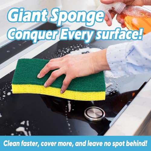 AIDEA XL Scrub Sponges Kitchen 6Count, Heavy Duty Sponges for Dishes - color: Green-extra Large