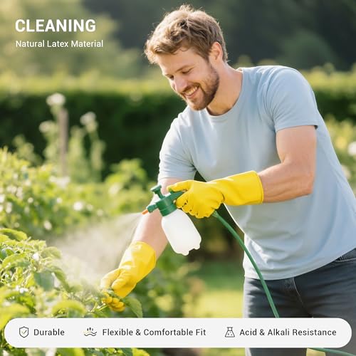 6 Pairs Rubber Cleaning Gloves,Reusable Dishwashing Gloves,Household Dish Gloves for Washing,Cleaning,Kitchen,Painting, Gardening, Pet Care,Extra Thickness,Non-Slip,13", 20 Mil, Heavy Duty,L - color: 6 Pairs, size: Large