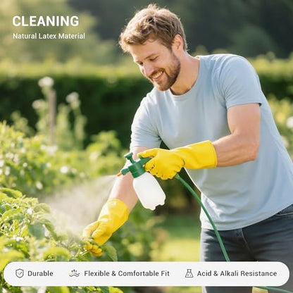 6 Pairs Rubber Cleaning Gloves,Reusable Dishwashing Gloves,Household Dish Gloves for Washing,Cleaning,Kitchen,Painting, Gardening, Pet Care,Extra Thickness,Non-Slip,13", 20 Mil, Heavy Duty,L - color: 6 Pairs, size: Large