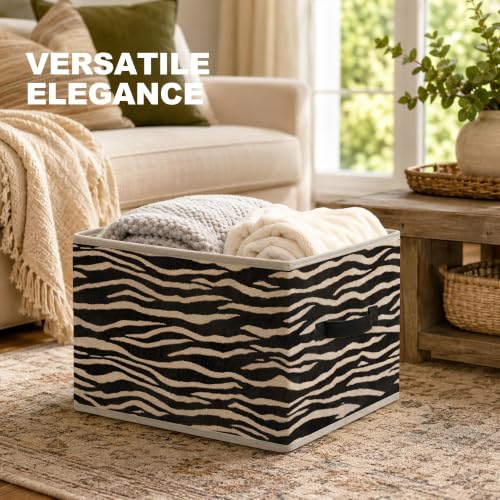 Black and White Zebra Print Fabric Storage Basket Hampers - color: Color-5