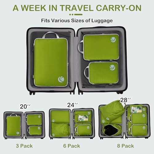 Cipway Compression Packing Cubes (3 Piece,Green) - color: Green, size: 3PCS