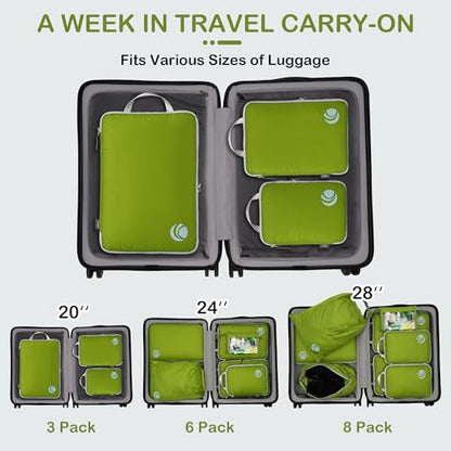 Cipway Compression Packing Cubes (3 Piece,Green) - color: Green, size: 3PCS