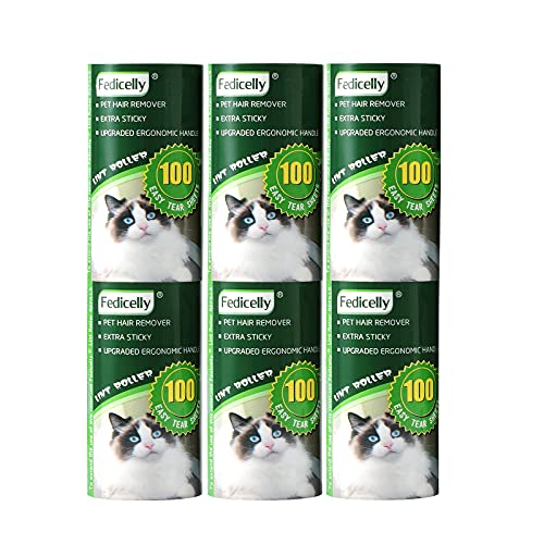 Fedicelly Lint Rollers Pet Hair Extra Sticky Refills,Mega Value Set 600 Sheets for Cat and Dog Hair Removal,100 Sheets Per Roller (Pack of 6) - size: 600 Sheets