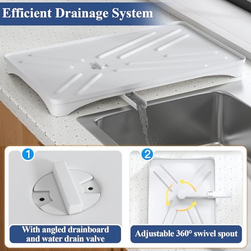 SNTD Dish Drying Rack for Kitchen Counter, 11.8" W x 16.7" L, White - color: White