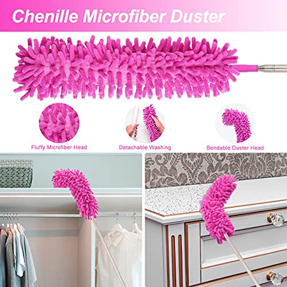 CALBEAU Microfiber Dusters for Cleaning, Dusters with Extension Pole
