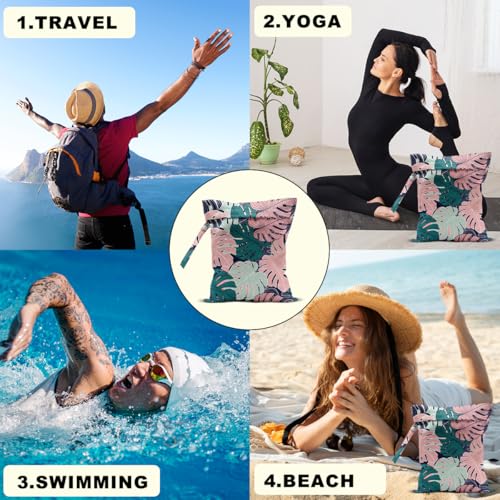 2Pcs Palm Leaves Wet Bag, Summer Greenery Waterproof Travel Laundry Bag - color: Tropical plants 1420