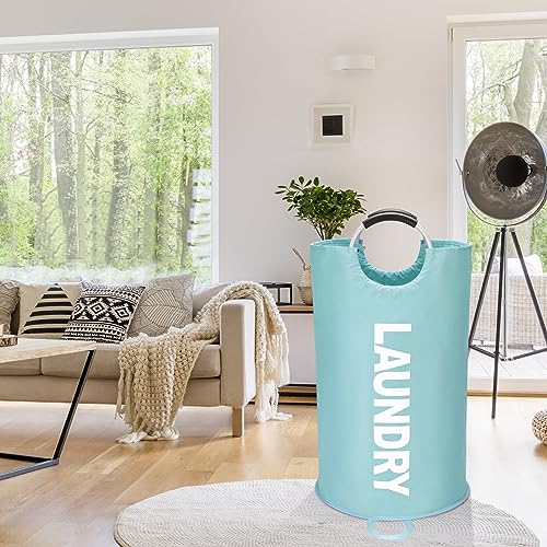 Maxsilan 125L X-Large Laundry Basket Bag, Collapsible Hamper, Light Blue - color: Light Blue, size: 125L