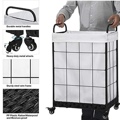 100L Laundry Hamper with Wheels, Heavy-Duty Laundry Basket