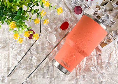D·S 30oz Orange Tumbler Double Wall Vacuum Insulated Travel Coffee Mug - color: Orange