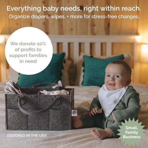 Parker Baby Co. Felt Diaper Caddy Organizer - Large, Charcoal - color: Charcoal (Heathered Charcoal), size: Large