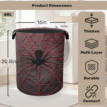 Spider Web Cool Foldable Laundry Hamper - Waterproof Fabric Storage Basket with Handles, Clothes Hampers for Laundry,Bedroom,Dorm - color: Spider Web Cool
