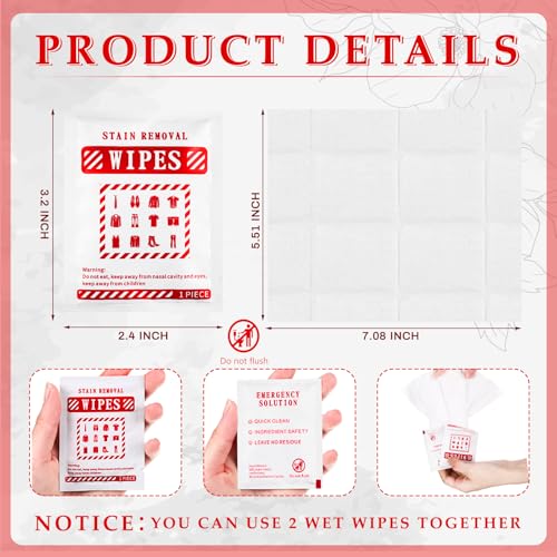 Timgle 200 Pcs Instant Stain Remover Wipes, Individually Wrapped,White - color: White